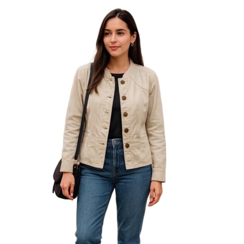 Mossimo 100% Cotton‎ Jacket Women's 18W  Beige Button Front Utility Streetware